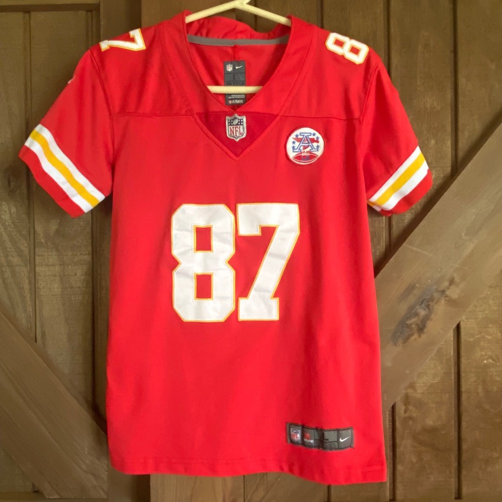 Nike Travis Kelce Jersey Youth L 14/16 Red Chiefs NFL Football 87 LH Patch